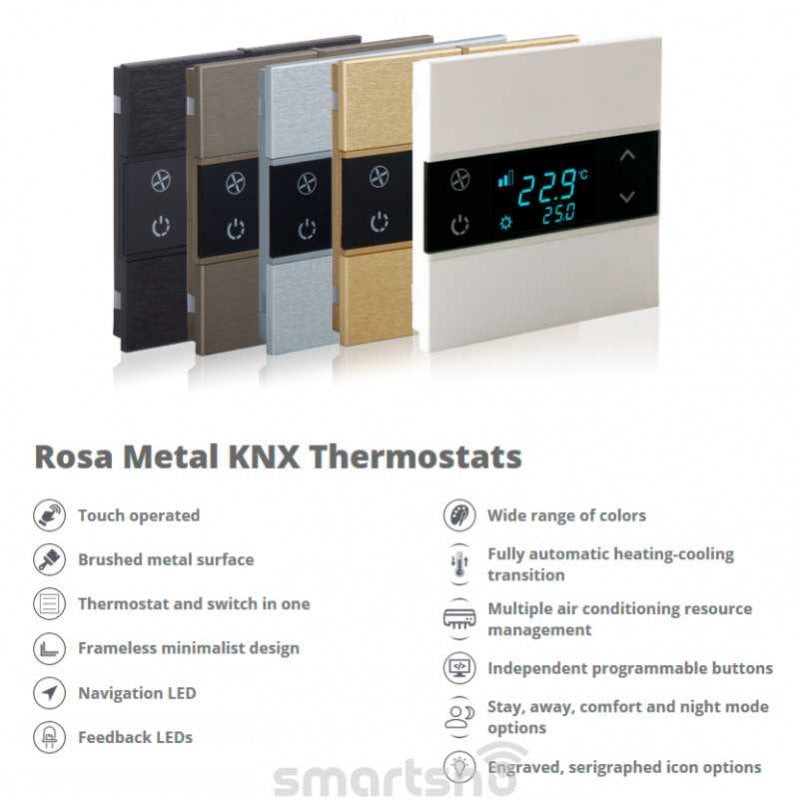 کلید لمسی 4 پل ترموستاتیک فلزی EAE طرح Rosa کد INT-RT2