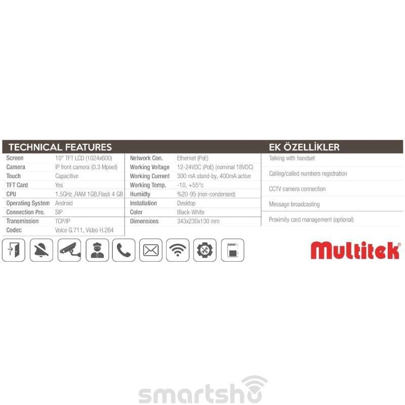 پنل داخلی 10 اینچ نگهبانی مولتی تک کد GUV-IP100