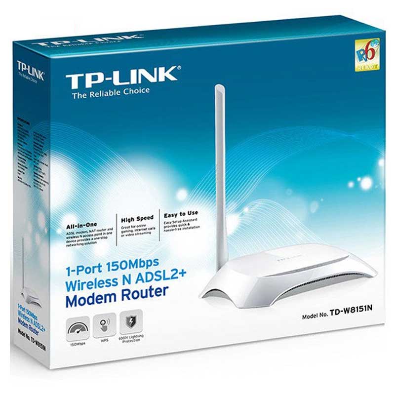 مودم روتر ADSL2 Plus بی‌سیم N150 تی پی لینک مدل TD-W8151N