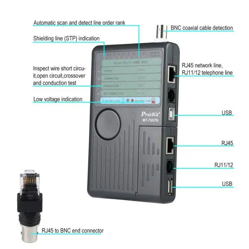 تستر کابل شبکه پروسکیت مدل MT-7057N