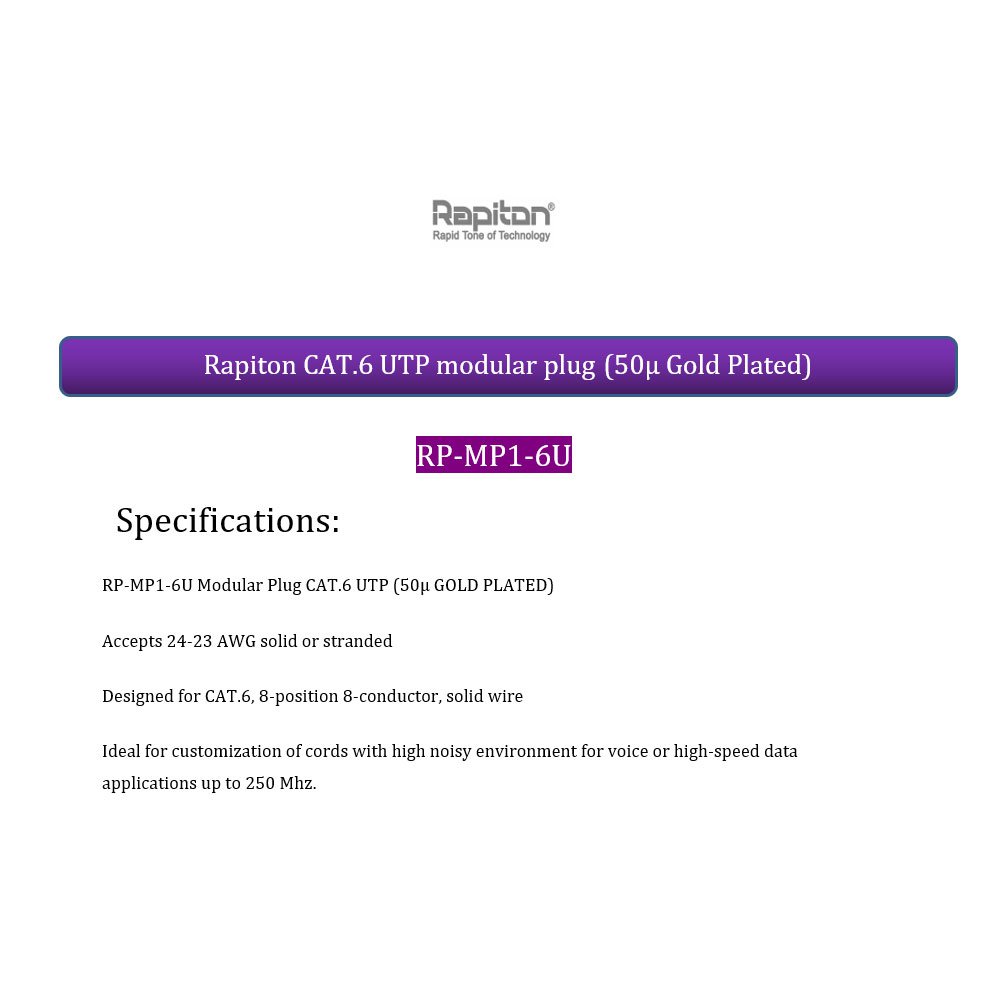 سوکت شبکه CAT6 رپیتون مدل RP-MP1-6U بسته 100 عددی