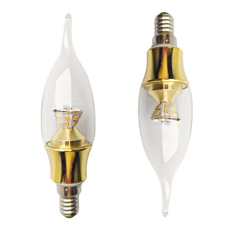 لامپ ال ای دی 5 وات زد اف آر طرح طلایی مدل شمعی پایه E14 بسته دو عددی