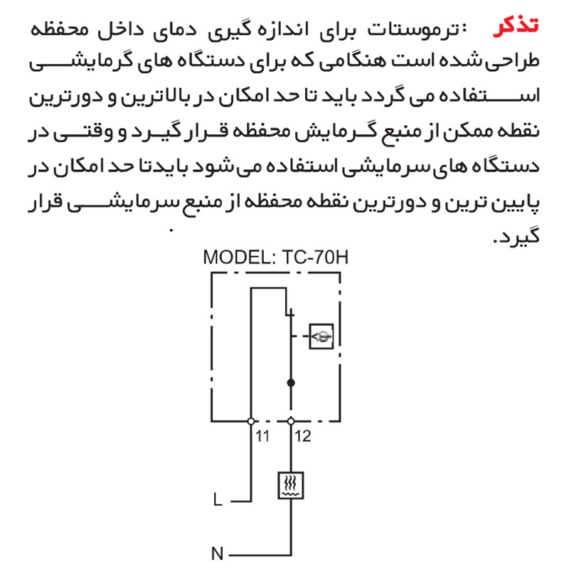 ترموستات تابلویی شیوا امواج نوع گرمایشی کد 15M1