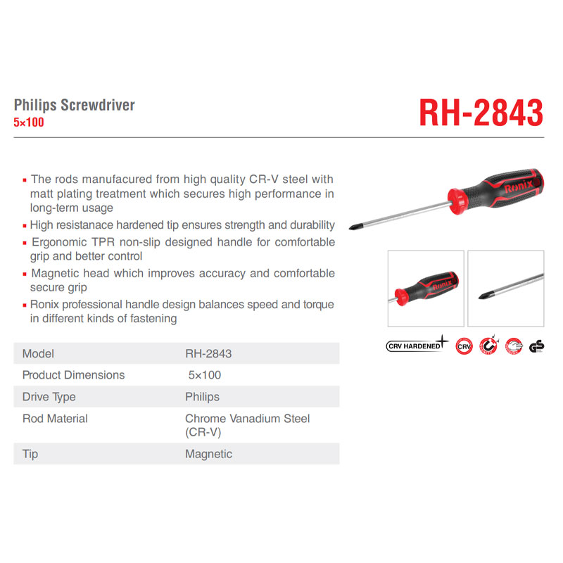 پیچ گوشتی چهارسو رونیکس مدل RH-2843