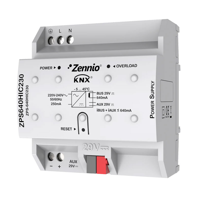 منبع تغذیه 640 میلی آمپر Zennio کد ZPS-640HIC230